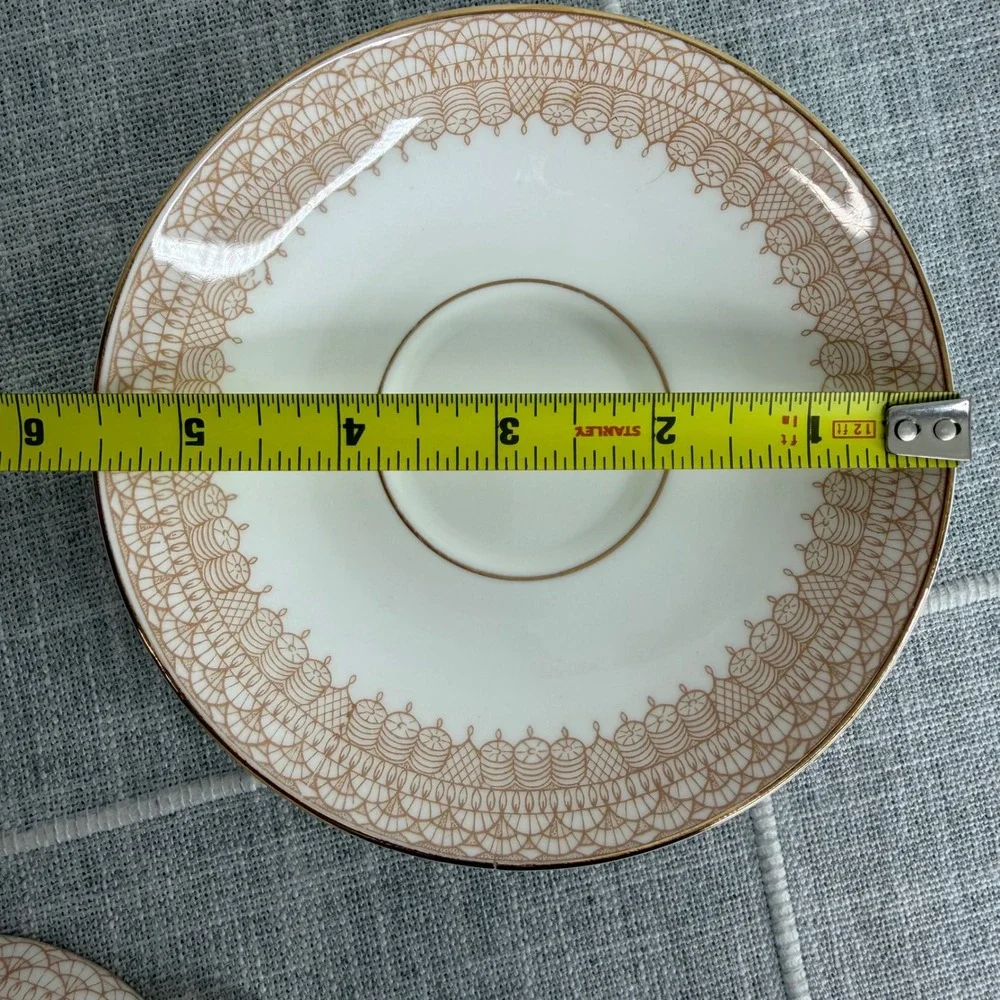 Crown‎ Staffordshire Classic Footed Cup And Saucer Gold Lace White & Gold